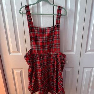 Red Plaid Pinafore Dress Plus Size